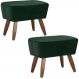 Kit 02 Puffs Decorativos Pés de Madeira Fixo Juliet D02 Veludo Verde C-303 - Lyam Decor