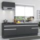 Armário de Cozinha Compacta com Rodapé Veneza Multimóveis MP2109.898 Preto/Branco