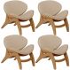 Kit 4 Poltronas Decorativa Orgânica Sala Living Kadosh L02 Linho Bege Escuro - Lyam Decor
