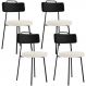 Kit 04 Cadeiras Decorativa Estofada Sala De Jantar Barcelona L02 Couríssimo Preto Linho Cru - Lyam