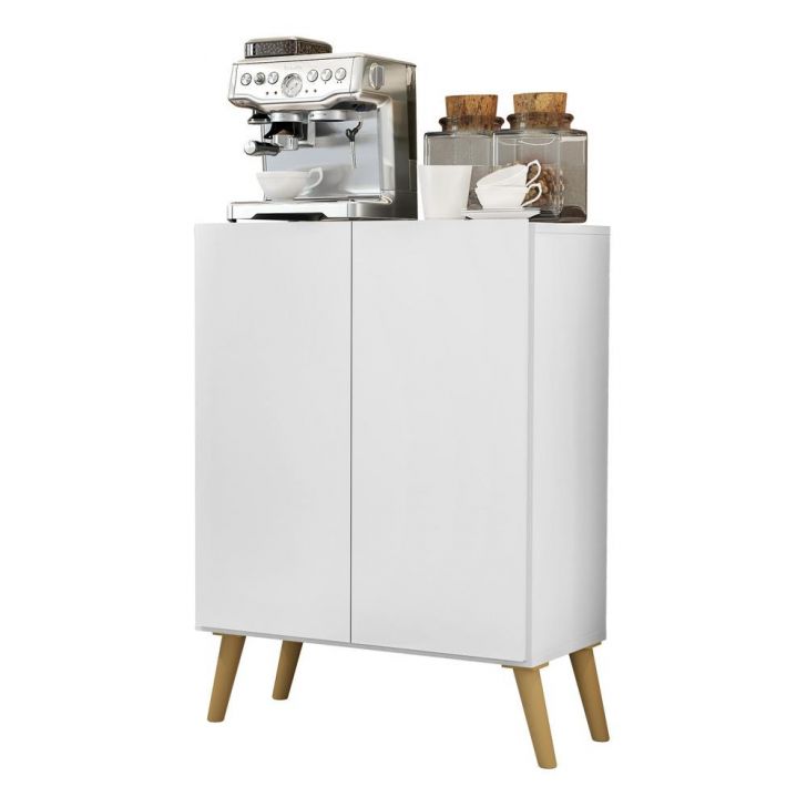 Aparador Buffet 2 Portas Retrô Veneza Multimóveis V3609 Branco/Natural