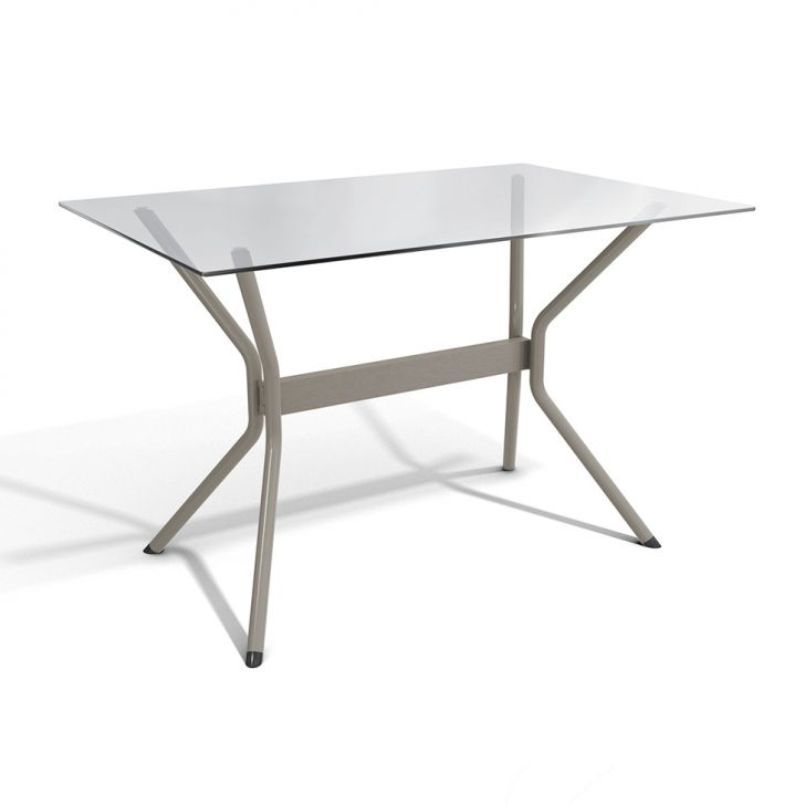 Mesa de Jantar Retangular com Tampo de Vidro  Loire Cinza 120 cm
