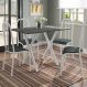 Conjunto de Mesa Miame 110 cm com 4 Cadeiras Madri Branco e Mesclado Petróleo