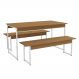 Mesa com 2 Bancos | Banquetas Estilo Industrial LI013 Canela Branco KPB