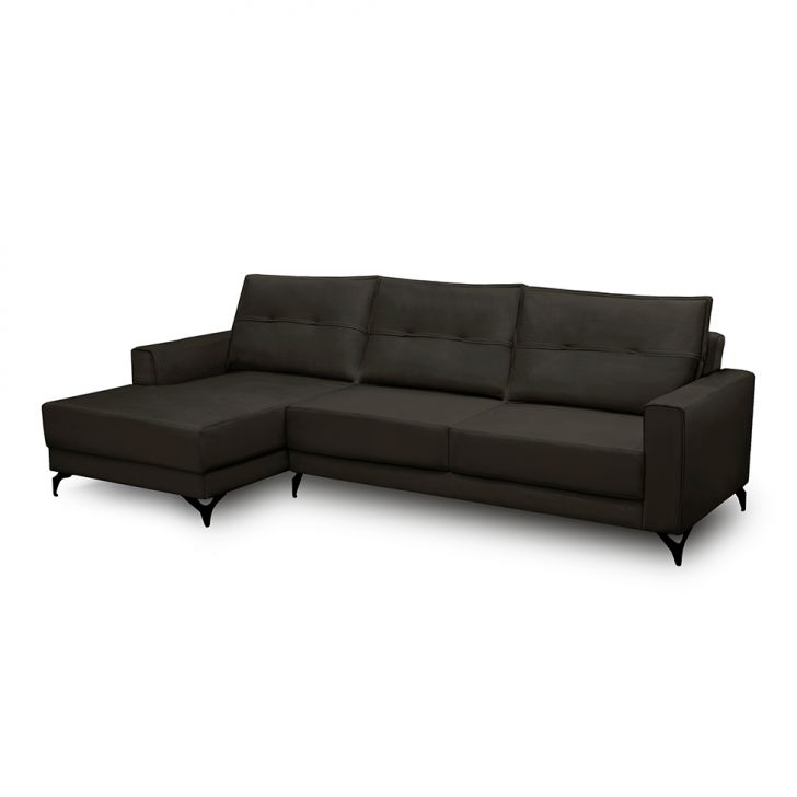 Image of Sofá 5 Lugares Heros Com Chaise Esquerdo Veludo Marrom PLA-FE691UP56EAHMOB