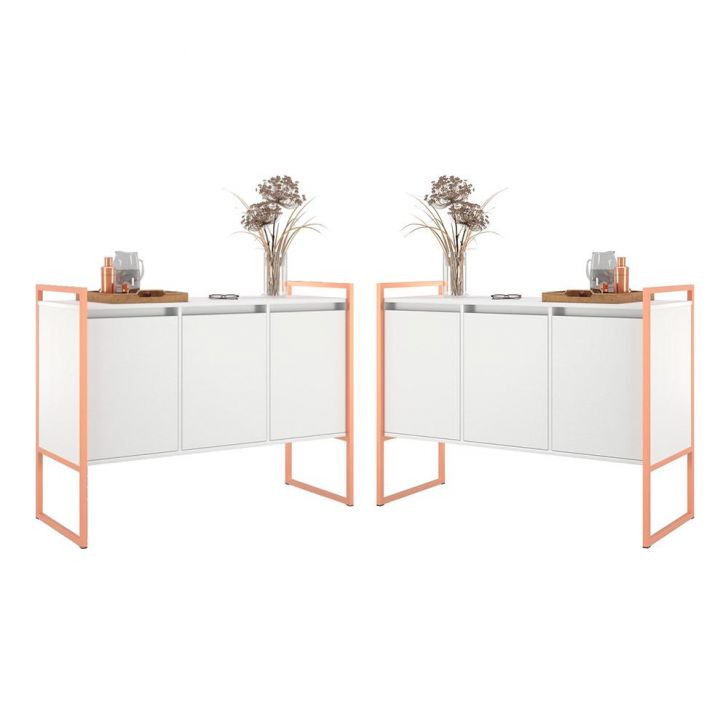 Aparador Buffet Estilo Industrial com Pés em Aço 2 Unidades