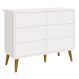 Cômoda 6 Gavetas Théo New Branco Fosco com Madeira - MoveisAqui