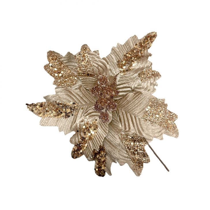 Enfeite Natalino Espressione Flor Bronze 32 cm