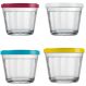 Kit 4 Tigelas Pequenas Potes Americanos de Vidro 150ml Marinex com Tampa Plástica Colorida