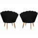 Kit 2 Poltronas Decorativa para Sala de Estar Charm Suede Preto - Montanaris Decor