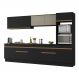 Armário de Cozinha Completa 5 peças com Rodapé MP2175 Made Multimóveis Preto/Dourado