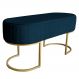 Banco | Banqueta Recamier Estofado Luana Base Gold Veludo Azul Marinho - Montanaris Decor