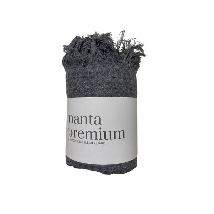 Manta Decorativa Waffle Chumbo 140x140 cm