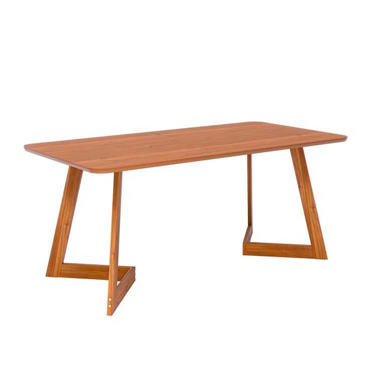 Mesa de Jantar Retangular com Tampo MDF Caju Cinamomo e Madeira 180 cm