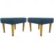 Kit 2 Puff Decorativos Charme Para Sala, Quarto, Recepção Suede Azul Marinho Pé Castanho - Clique E Decore