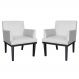 Combo 02 Poltronas Vitória Sala e Recepção Com Base de Madeira Suede Branco - DS Estofados