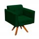 Poltrona Giratória Elisa Suede Verde Base Madeira MM30 D'Rossi