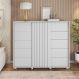 Cômoda Decorativa Caesar MDF/MDP Pés Rodízios Branco Fosco G11 - Gran Belo