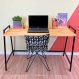 Mesa Escritório de Ferro e Madeira Industrial Steel 124cm Nozes e Preto