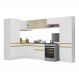 Armário de Cozinha Completa de Canto com Rodapé Veneza Multimóveis V2090 Branco/Dourado