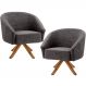 Kit 02 Poltronas Decorativas Sala de Estar Giratória Alicia Rústico - Gran Belo