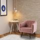 Poltrona Decorativa Cuddle Sala de Estar com Botonê e Pés Palito Veludo Rosa G17 - Gran Belo