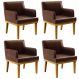 Kit 4 Poltronas Decorativas Para Sala De Estar E Recepção Beatriz W01 Couríssimo Marrom - Lyam Decor