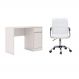 Conjunto de Mesa Morada 1 PT 1 GV com Cadeira de Escritório Secretária Giratória Fitz Branca