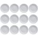 Jogo 12 Pratos Rasos Redondos 26,5cm em Porcelana com Relevo Tassel Germer Branco