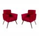 Conjunto 2 Poltronas Decorativa Nina Rodapé Suede Vermelho - DS Móveis