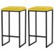 Kit 2 Banqueta Decorativa Billie Base Preta Suede Amarelo G41 - Gran Belo
