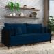Sofá Living Montecarlo 3 Lugares Bipartido 232cm Pés em Madeira Veludo/PU Azul/Preto G33 - Gran Belo
