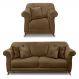 Kit Poltrona e Sofá Living 2 Lugares 1,80m Vênus Suede Caramelo Pés Castanho - Pallazio