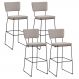Kit 4 Banquetas Alta Para Cozinha Sala De Jantar Base em Aço Fixa Allana L02 Linho Bege - Lyam Decor