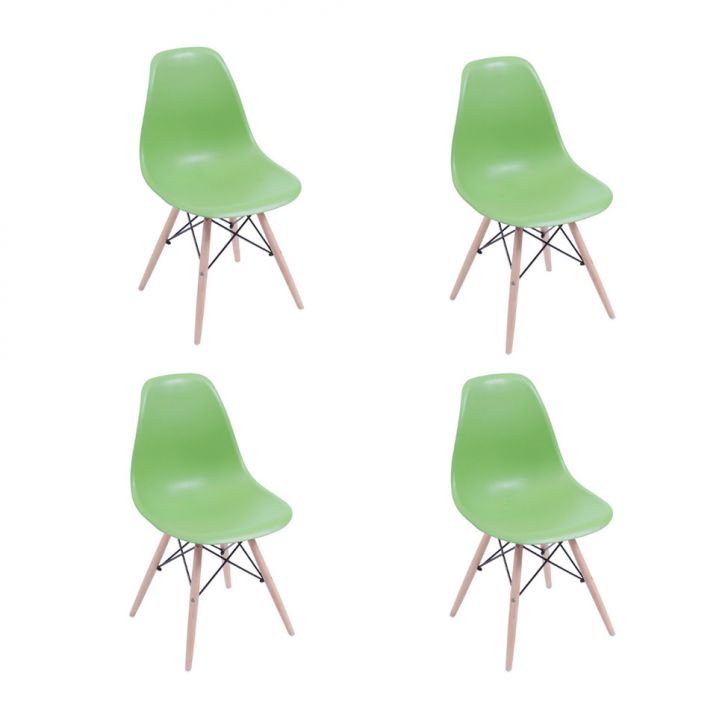 Conjunto com 4 Cadeiras DKR Eames Verde e Madeira