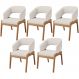 Kit 05 Cadeiras de Jantar e Estar Living Estofada Lince L02 Linho Cru - Lyam Decor