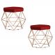 Kit 2 Puff Decorativo Base Gold Elsa Veludo Vermelho G41 - Gran Belo