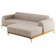 Sofá 230cm 4 Lugares com Chaise Direito Pés Gold Molino C-107 Linho Bege - Domi