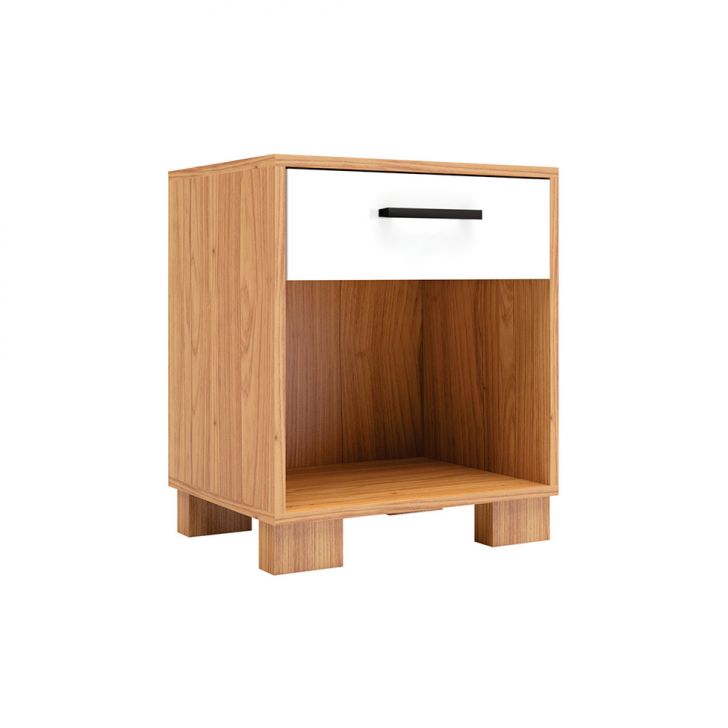Mesa De Cabeceira Versalhes 1 Gaveta Freijó E Off White