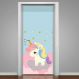 Adesivo para Porta Unicórnio Baby nas Nuvens-63X210Cm