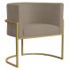 Poltrona Decorativa Sala de Estar Luana Base Gold Suede Cappuccino - Montanaris Decor