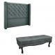 Conjunto de Cabeceira King com Recamier Vicenza Veludo Cinza