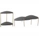 Kit 02 Mesas de Centro e 01 Mesa Lateral Pés Metálicos Adek A03 Nero Dourado - Lyam Decor