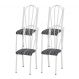 Kit 04 Cadeiras Tubular Branca 021 Assento Preto Listrado