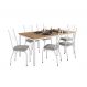 Conjunto de Mesa Retangular com Tampo de MDP Amadeirado e 6 Cadeiras Adriana I Revestimento Sintético Grafite e Branco