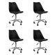 Kit 04 Cadeiras Office Base Cromada Girat¢ria Saarinen cor:preto