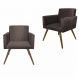 Kit 02 Poltronas Decorativa Pés Palito Nina Suede Marrom - DS Móveis