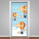 Adesivo para Porta Infantil Balões com Céu Chevron-93X210Cm