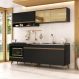 Armário de Cozinha Modulada Compacta 225cm com Balcão para Cooktop Veneza Multimóveis MP2265 Preto/Dourado