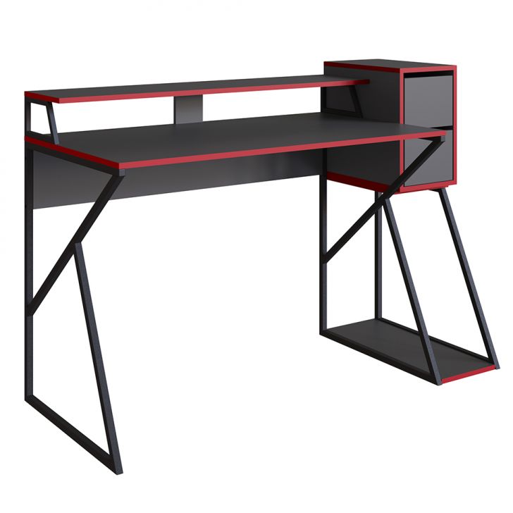 Mesa Gamer Zed 2 Gv Grafite E Vermelha